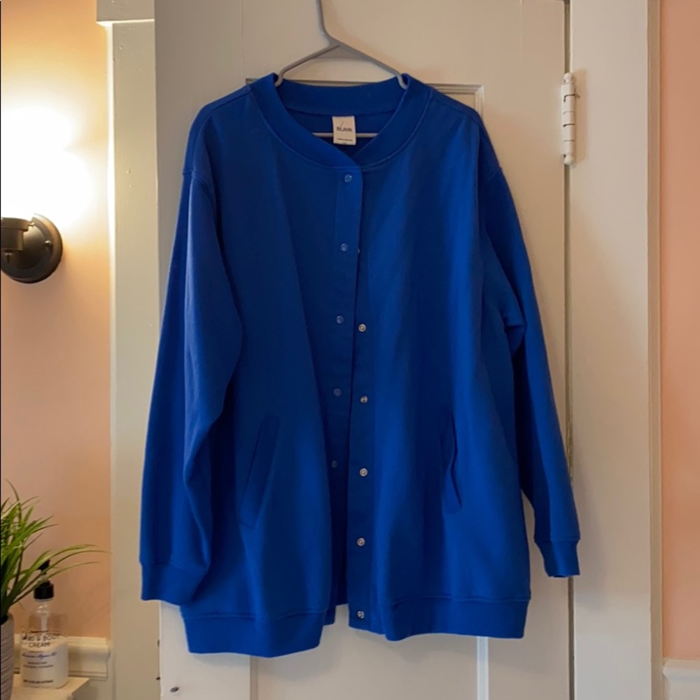 Navy blue button up sweater